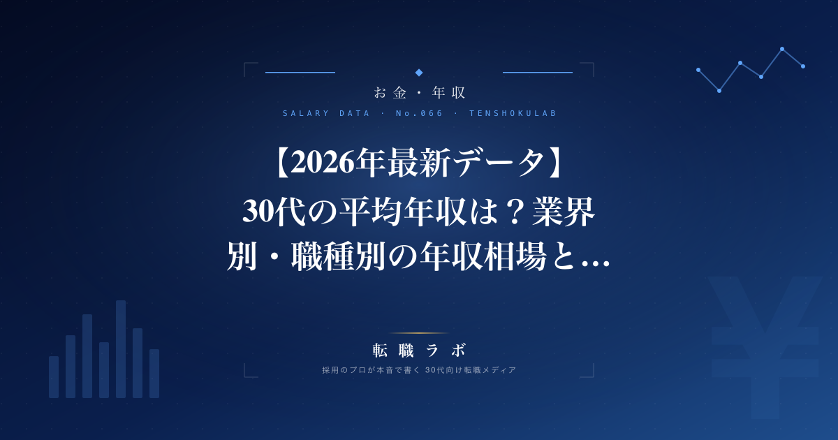 【2026年最新データ】30代の平均年収は？業界別・職種別の年収相場とキャリアアップの現実｜HR視点で徹底解説